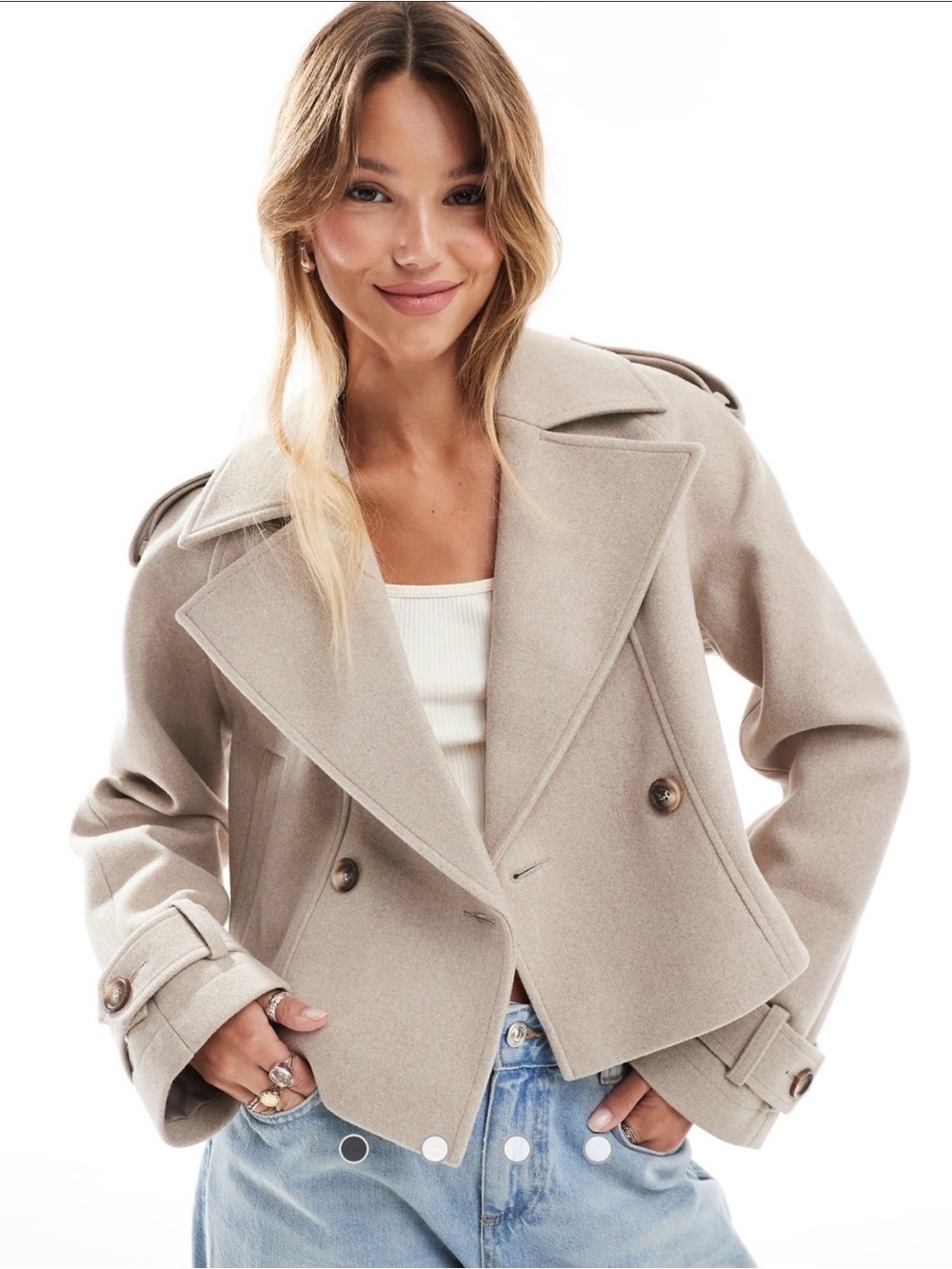 ASOS Tailored Double-Breasted Trench Jacket - Oatmeal